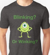 Camiseta unisex Mike Wazowski - Parpadeando o guiñando un ojo - Lindo diseño de texto