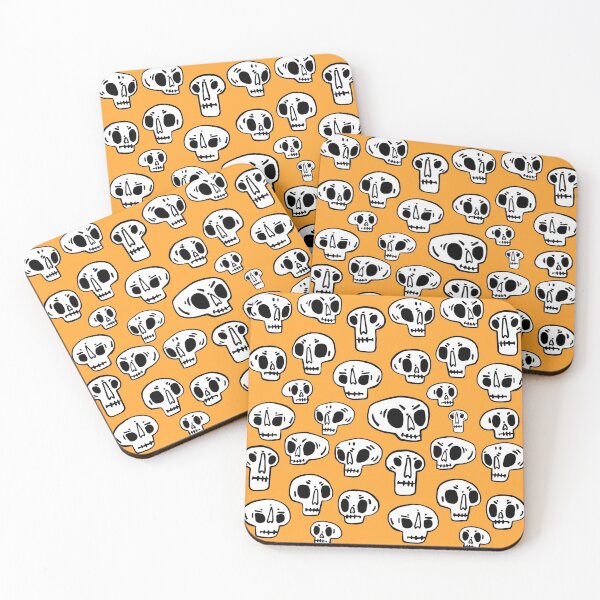 Item preview, Funny Halloween Skulls Orange Pattern designed and sold by Qudkin.