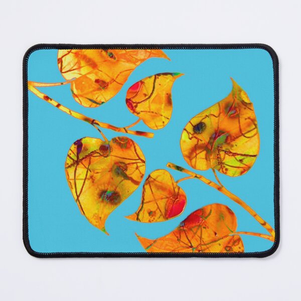 Item preview, feuilles dorées sur bleu/golden leaves on blue designed and sold by clemfloral.