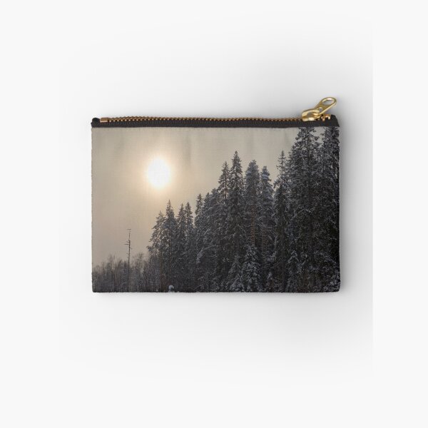 Item preview, Snowy Finland, pine trees with misty sun designed and sold by Katariina Jarvinen.