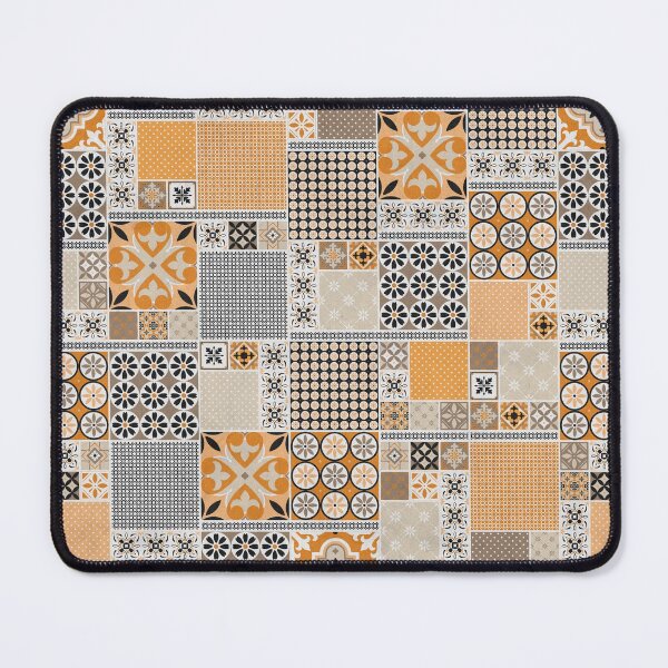 Item preview, Alhambra Tiles Orange BeigeBlack White designed and sold by Delinda Graphic Studio.