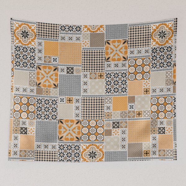 Item preview, Alhambra Tiles Orange BeigeBlack White designed and sold by Delinda Graphic Studio.