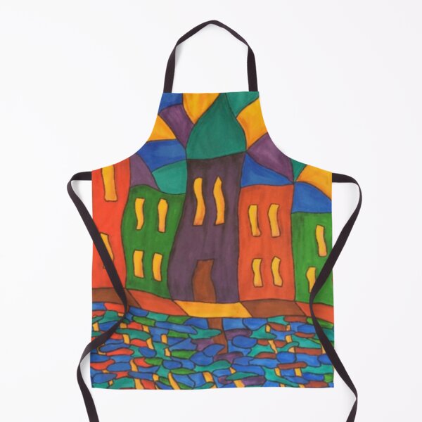 Item preview, Whimsical Waterfront houses in brilliant colors designed and sold by Jane Domenech.