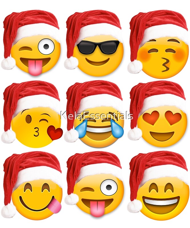  Christmas  Emoji  Shirt 9 Emoji  Faces Wearing Santa Hats 