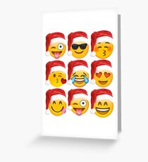 Christmas Emoji Shirt 9 Emoji Faces Wearing Santa Hats Greeting Card
