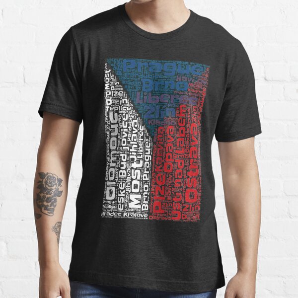 Love Czech Republic Flag Graphic Design With Cities Flag Colors Essential T-Shirt