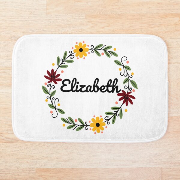 Artikelvorschau, "Elizabeth" Name im gelben und dunkelroten Blumenring entworfen und verkauft von LotusPrints9.