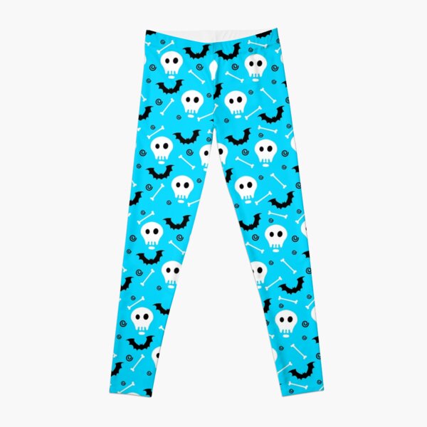 Halloween skull and crossbones bats pattern Leggings