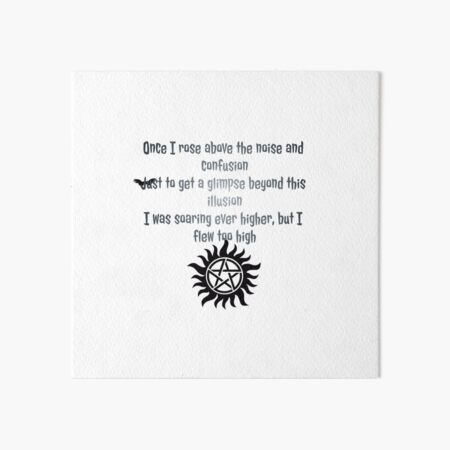 Supernatural Wayward Son Lyrics Art Board Print By Ak Art1 Redbubble