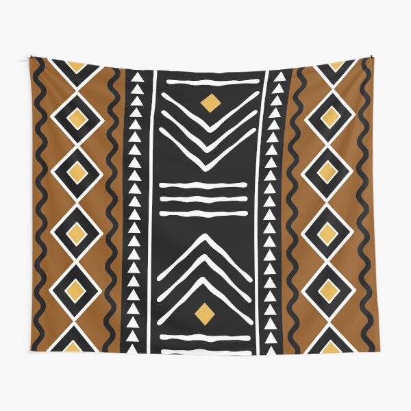 African Mud Cloth Tapestry Wall Hanging Art, Black and White Tribal  Afrocentric Ethnic Bohemian Motif with Geometric Elements Wall Decor  Tapestries