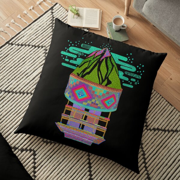 Himalaya Abstract Mountain Home for Nomad Hiker Travelers Floor Pillow