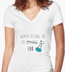 Women Belong in the Lab Women's Fitted V-Neck T-Shirt