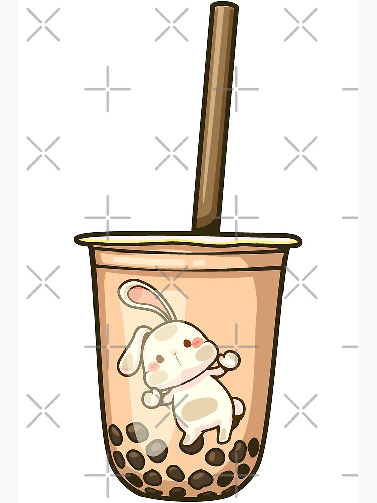 "Milk Tea Rabbit Bunny inside Orange Boba Tea " Photographic Print by