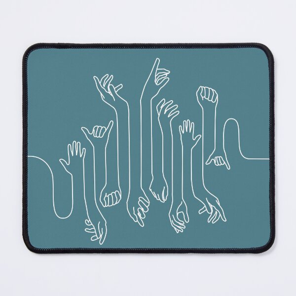 Item preview, Minimal, modern style hands line art with white outline and dark blue background designed and sold by CiniArt.