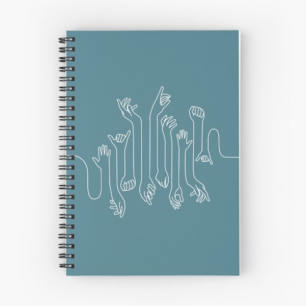 Item preview, Minimal, modern style hands line art with white outline and dark blue background designed and sold by CiniArt.
