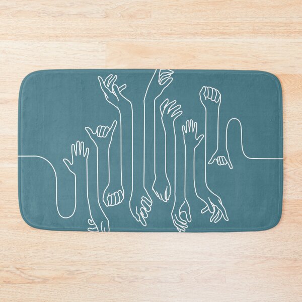 Item preview, Minimal, modern style hands line art with white outline and dark blue background designed and sold by CiniArt.