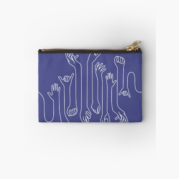 Item preview, Minimal, modern style hands line art with white outline and dark blue background designed and sold by CiniArt.