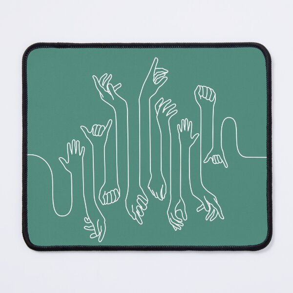 Item preview, Minimal, modern style hands line art with white outline and dark turquoise blue background designed and sold by CiniArt.