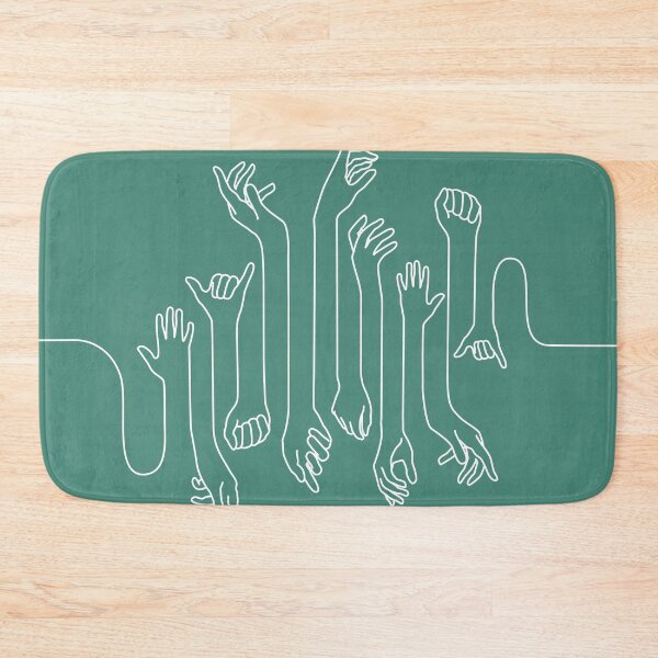 Item preview, Minimal, modern style hands line art with white outline and dark turquoise blue background designed and sold by CiniArt.