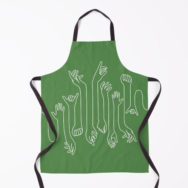 Item preview, Minimal, modern style hands line art with white outline and dark green background designed and sold by CiniArt.