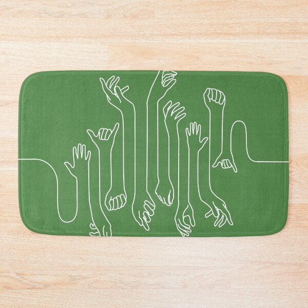Item preview, Minimal, modern style hands line art with white outline and dark green background designed and sold by CiniArt.