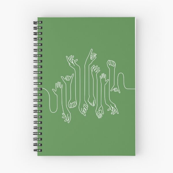 Item preview, Minimal, modern style hands line art with white outline and dark green background designed and sold by CiniArt.