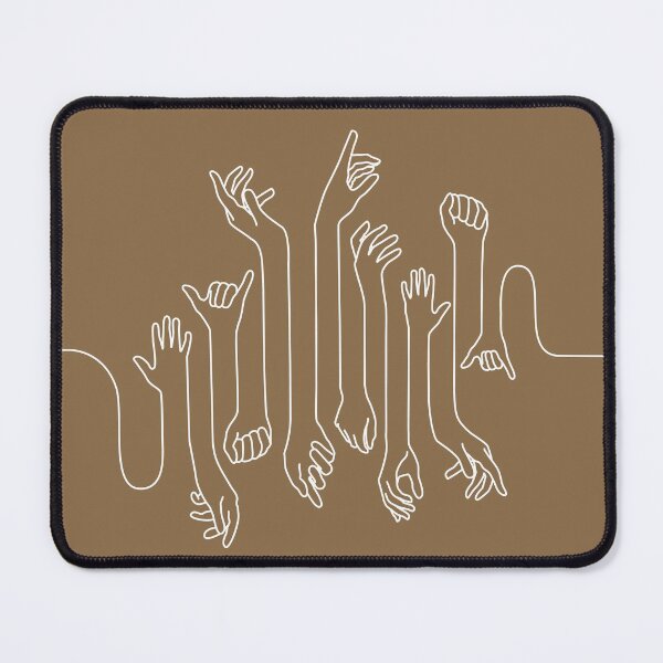 Item preview, Minimal, modern style hands line art with white outline and dark brownbackground designed and sold by CiniArt.