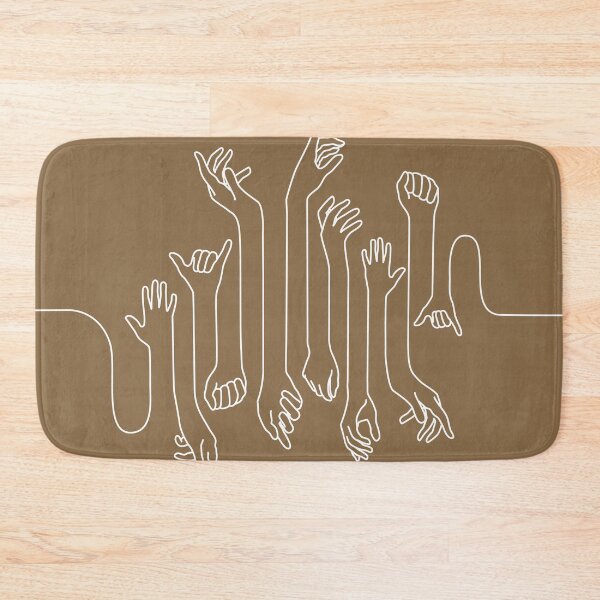 Item preview, Minimal, modern style hands line art with white outline and dark brownbackground designed and sold by CiniArt.