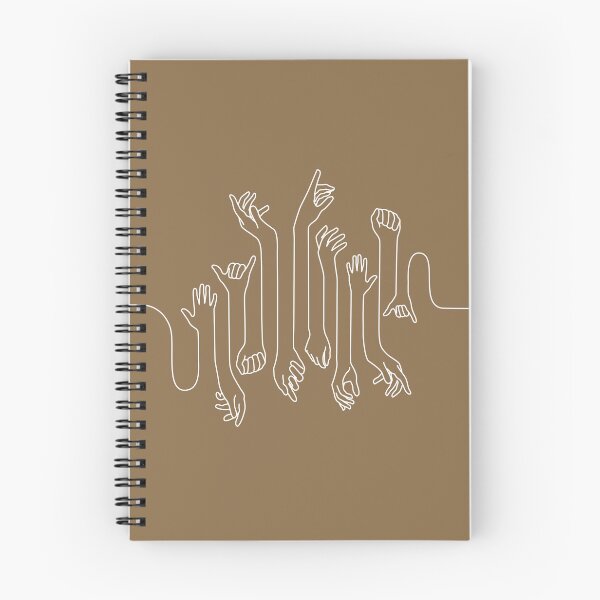 Item preview, Minimal, modern style hands line art with white outline and dark brownbackground designed and sold by CiniArt.