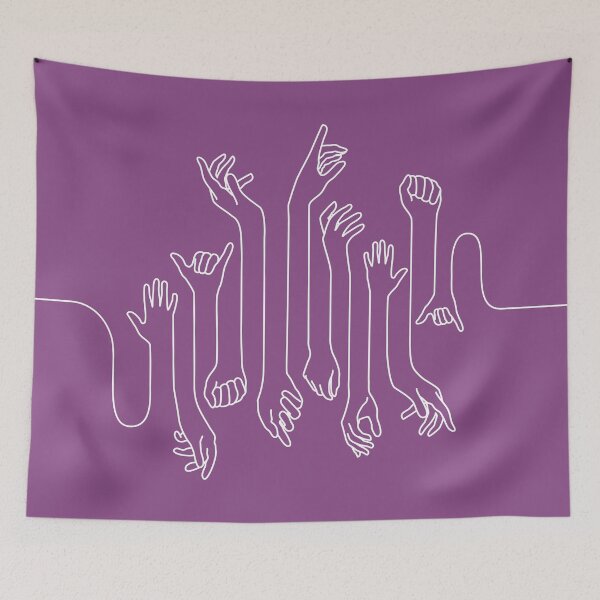 Item preview, Minimal, modern style hands line art with white outline and dark pink designed and sold by CiniArt.
