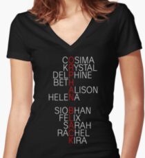 Orphan Black - names (white) Women's Fitted V-Neck T-Shirt
