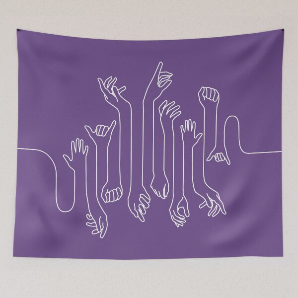 Item preview, Minimal, modern style hands line art with white outline and dark purple designed and sold by CiniArt.