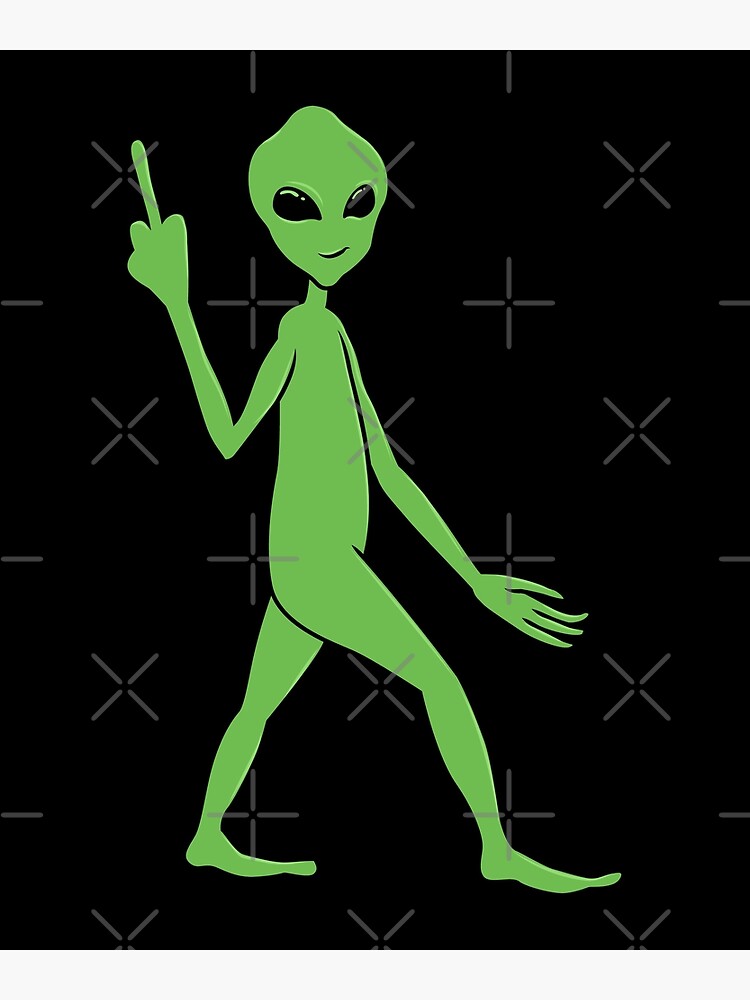 cute alien middle finger drawing