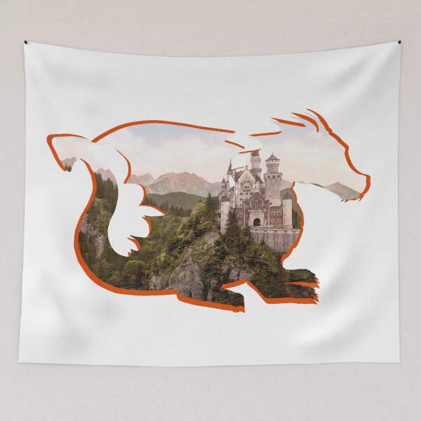 Item preview, Dragon silhouette with castle inside - fantasy designed and sold by Jessi-Sketches.