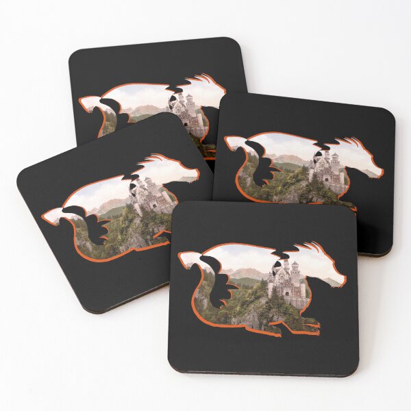 Item preview, Dragon silhouette with castle inside - fantasy designed and sold by Jessi-Sketches.
