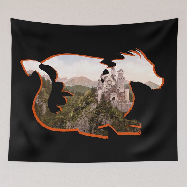 Item preview, Dragon silhouette with castle inside - fantasy designed and sold by Jessi-Sketches.