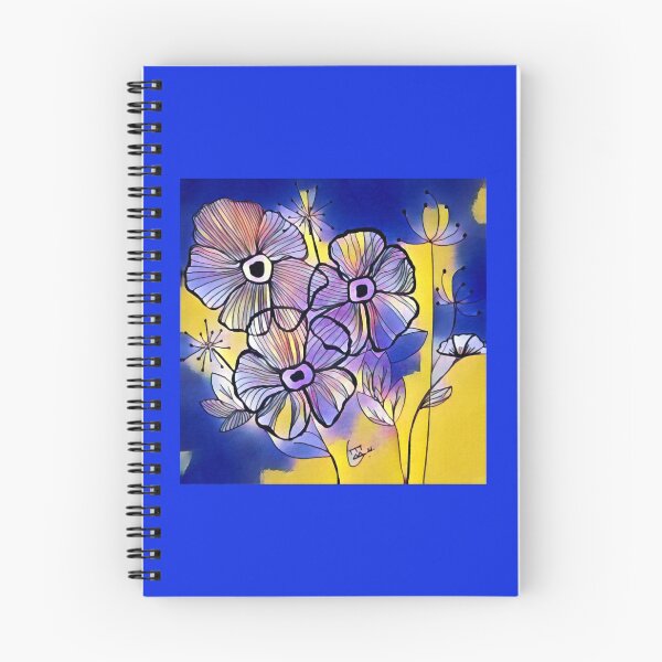 Item preview, Fine line flowers blue yellow designed and sold by Edith Jacobs.
