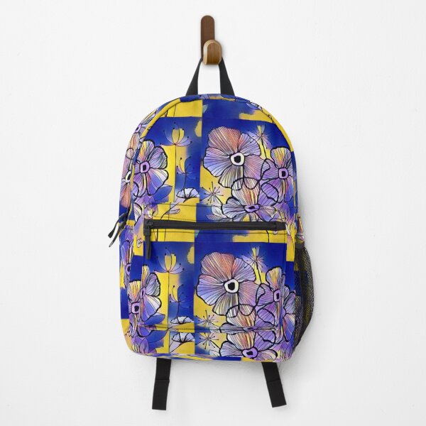 Item preview, Fine line flowers blue yellow designed and sold by Edith Jacobs.