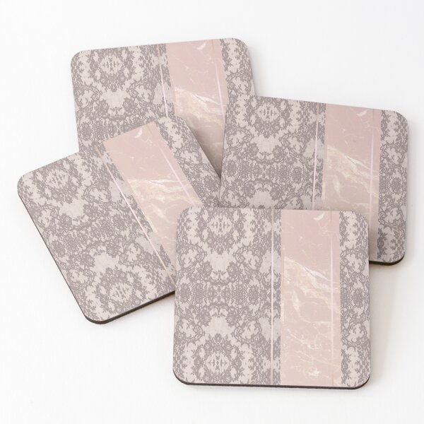 Item preview, Chic Pastel Rose Pink Rosegold Geometric Floral Lace and Marble Pattern  designed and sold by LaceySkies.