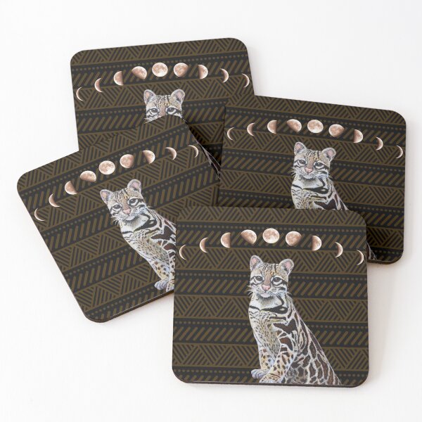 Item preview, "Indigenous Ocelot & Moon faces" designed and sold by mandalatepui.
