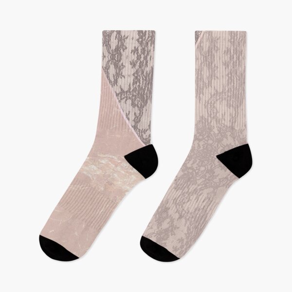 Item preview, Chic Pastel Rose Pink Rosegold Geometric Floral Lace and Marble Pattern  designed and sold by LaceySkies.