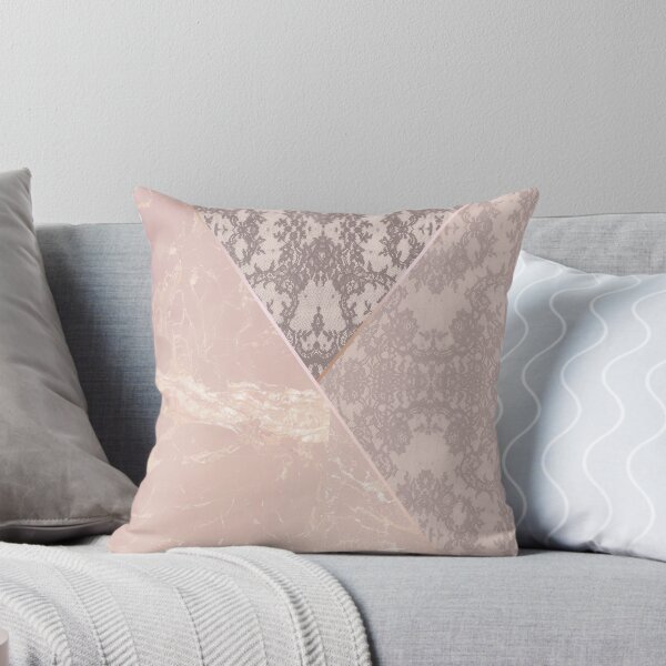 Item preview, Chic Pastel Rose Pink Rosegold Geometric Floral Lace and Marble Pattern designed and sold by LaceySkies.