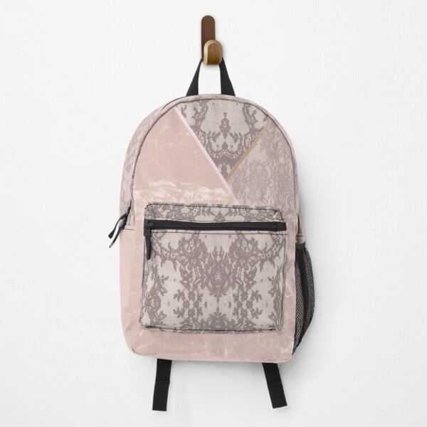 Item preview, Chic Pastel Rose Pink Rosegold Geometric Floral Lace and Marble Pattern  designed and sold by LaceySkies.
