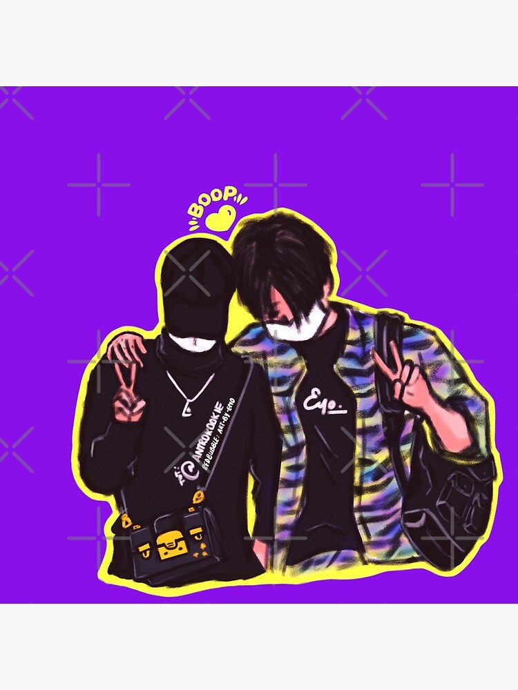 Jikook airport look - purple background version Pin for Sale by