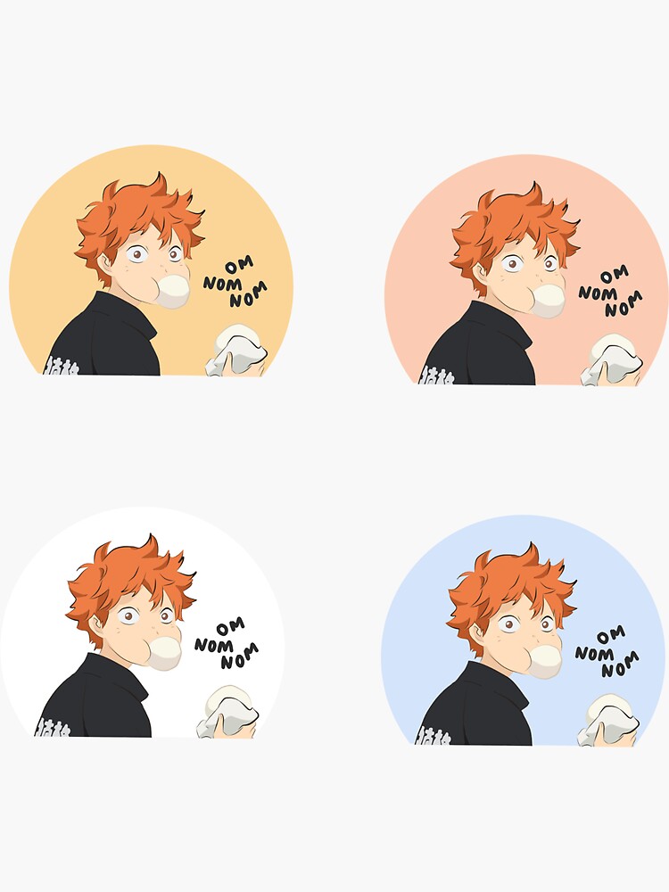 "hinata with a pork bun/meat bun haikyuu sticker" Sticker for Sale by