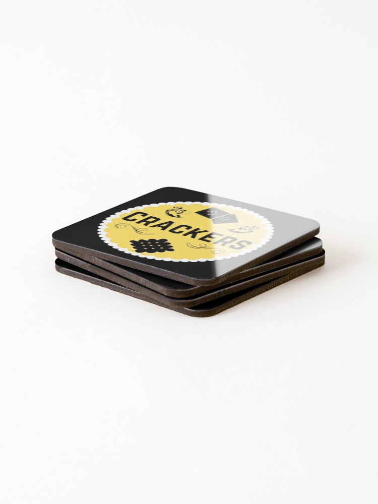 Thumbnail 4 of 5, Coasters (Set of 4), Crackers - Yellow Food Container Label designed and sold by LabelStore.