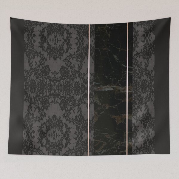 Item preview, Chic Tonal Black Grey Rosegold Geometric Floral Lace and Marble Pattern  designed and sold by LaceySkies.