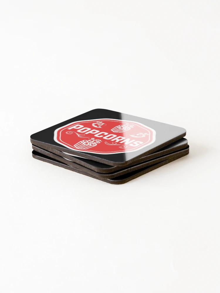 Thumbnail 4 of 5, Coasters (Set of 4), Popcorn- Red Food Container Label designed and sold by LabelStore.