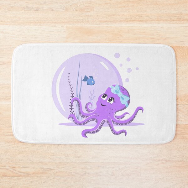 Item preview, Cute purple octopus with a bow on its head. Conceptual illustration in cartoon style. designed and sold by Irinakurta.