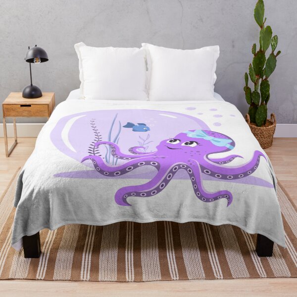 Item preview, Cute purple octopus with a bow on its head. Conceptual illustration in cartoon style. designed and sold by Irinakurta.